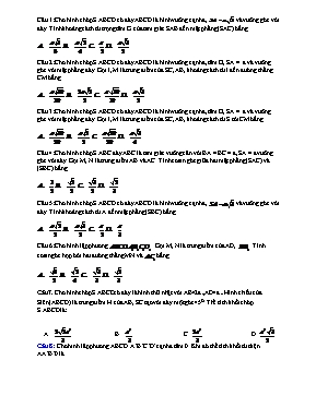 15 câu hỏi trắc nghiệm Hình học 12